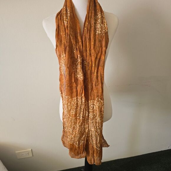 India Print Scarf Wrap Brown Burnout - Picture 5 of 6